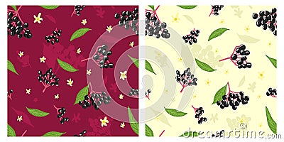 Elderberry seamless pattern design textile Vector Illustration