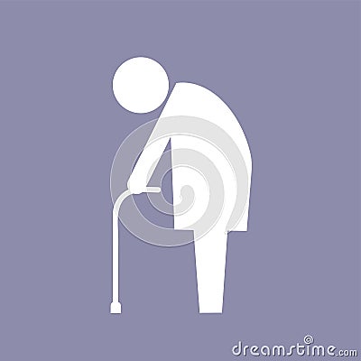 Elderly with cane icon pictogram illustration Cartoon Illustration