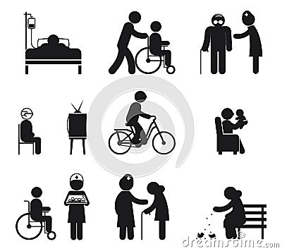 Elderly care icons Vector Illustration