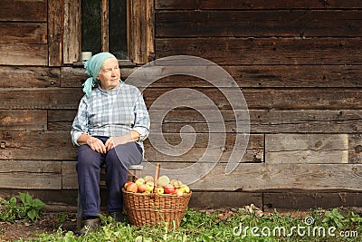 Elderly countrywoman Stock Photo