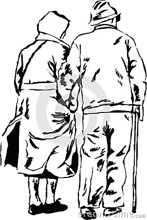 Elderly couple Cartoon Illustration