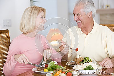 Elderly Couple Enjoying Healthy meal Stock Photo