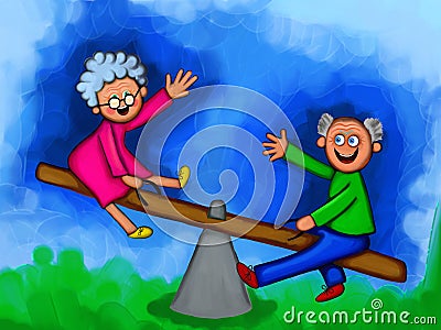 Elderly Couple Feeling Young Again Stock Photo