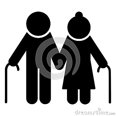 Elderly couple icon. Old people silhouette symbol. Vector Vector Illustration