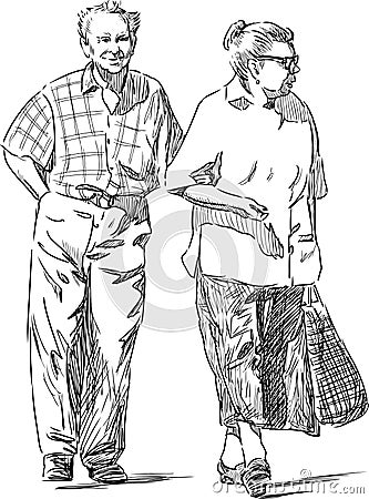 Elderly couple Vector Illustration