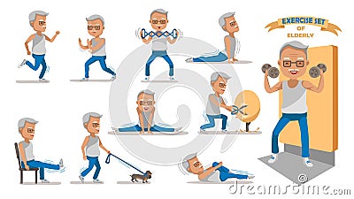 Elderly Exercise Vector Illustration