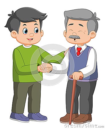 Elderly father and adult son together Vector Illustration