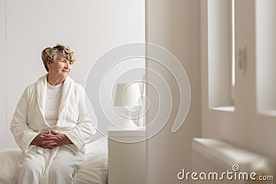 Elderly female hospital patient Stock Photo