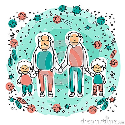 Old couple-07 Vector Illustration
