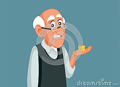 Old Man Worried about Money Vector Cartoon illustration Vector Illustration