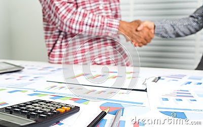 Elderly husband and wife shaking hands Stock Photo