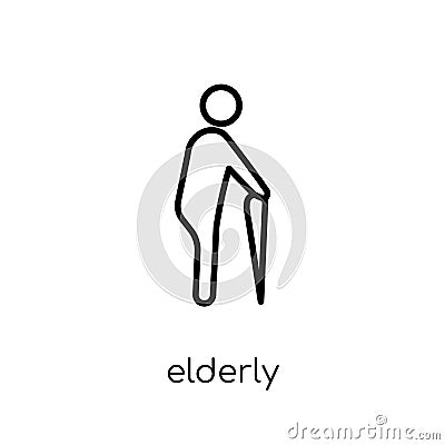 Elderly icon. Trendy modern flat linear vector Elderly icon on w Vector Illustration