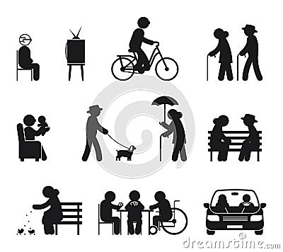 Elderly leisure activities Vector Illustration