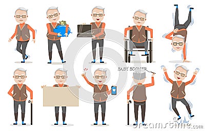 Senior Poses Vector Illustration