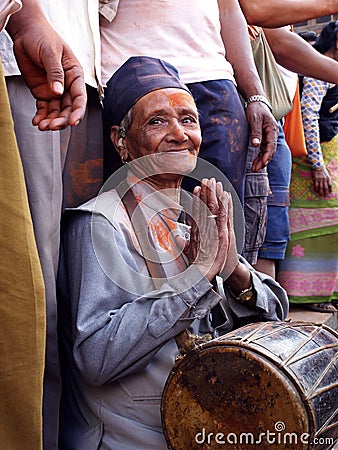 Elderly man in Bisket Jatra Editorial Stock Photo