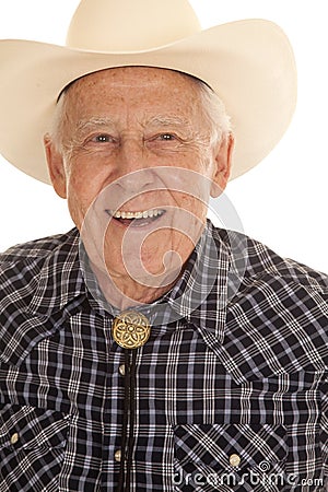 Elderly man cowboy close smiling Stock Photo