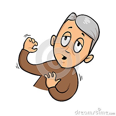 Elderly man feeling dizzy, fainting. Flat design icon. Flat vector illustration. Isolated on white background. Vector Illustration
