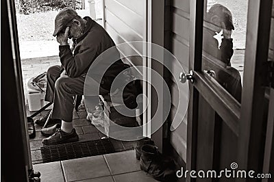 Elderly man feels unwell Stock Photo