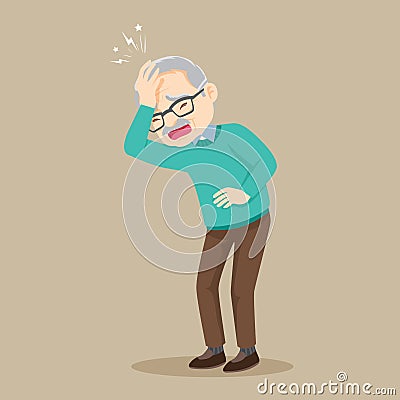 Elderly man with a headache Vector Illustration