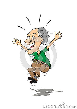 Elderly Man Jumping for Joy Stock Photo