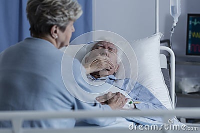 Elderly man with lung cancer Stock Photo