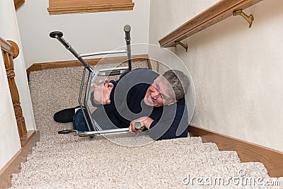 Elderly Man Slip Fall Home Accident Stock Photo