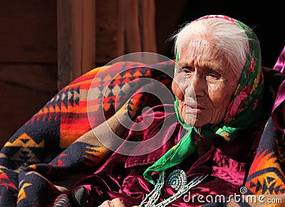 Elderly Native American Woman Stock Photo