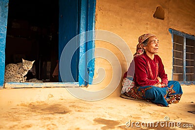 Elderly Nepali woman Editorial Stock Photo