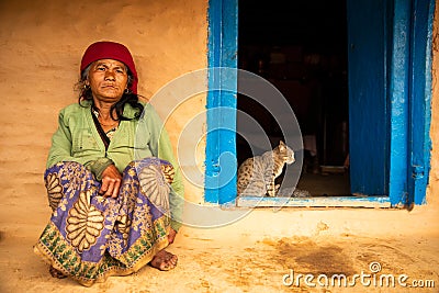 Elderly Nepali woman Editorial Stock Photo