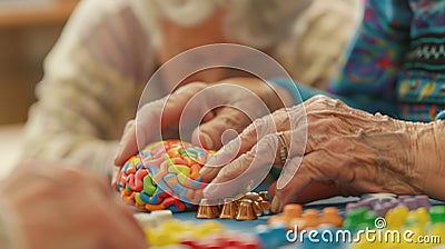 A the and elderly patient engaging in cognitive exercises to improve memory and brain function Stock Photo