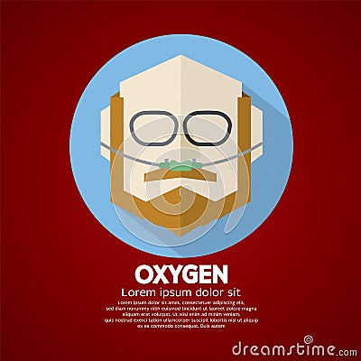 Elderly Patient With Respiratory Oxygen Nasal Catheter Vector Illustration