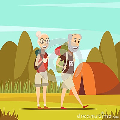 Elderly People Background Vector Illustration