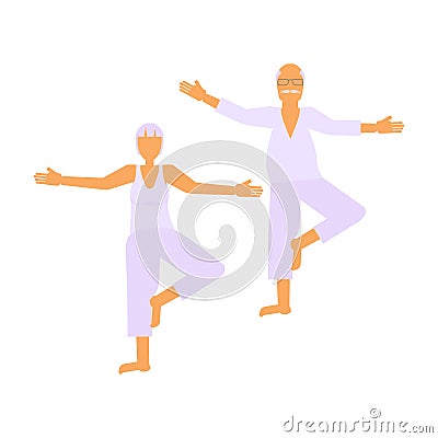 Elderly people doing exercises Vector Illustration
