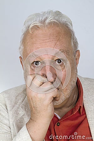 Elderly person in desperation Stock Photo