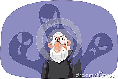 Anguished Man Feeling Terrified Vector Cartoon Character Vector Illustration