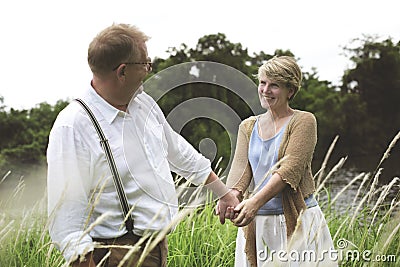 Elderly Senior Couple Romance Love Concept Stock Photo