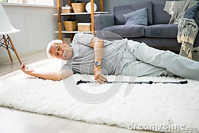 Elderly Senior Man Slip And Fall Stock Photo