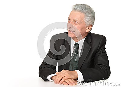 Elderly thoughtful businessman Stock Photo