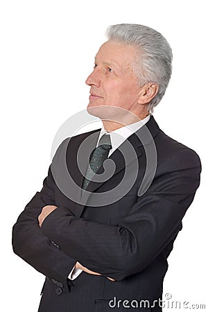 Elderly thoughtful businessman Stock Photo