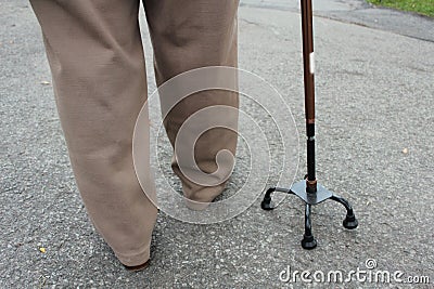 Elderly & Walking stick Stock Photo
