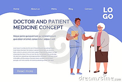 Elderly Woman and Doctor. Concept of Geriatric Care Vector Illustration