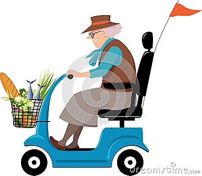 Grandma grocery shopping Vector Illustration