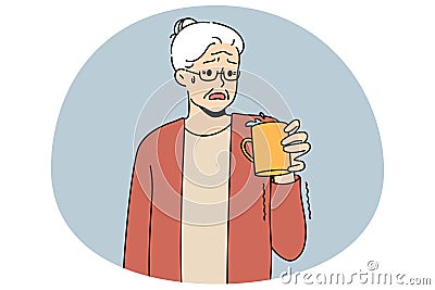 Elderly woman have symptoms of Parkinson disease Vector Illustration