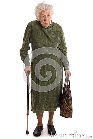 The elderly woman isolated on white Stock Photo