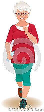 Elderly woman runner Vector Illustration