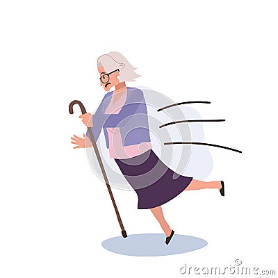 Elderly Woman Stumbling, A senior grandmother slips outdoors. accidental slip. Flat vector cartoon illustration Vector Illustration