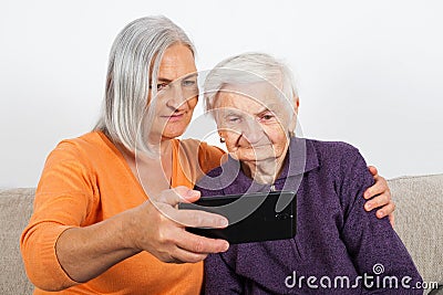 Elderly women`s selfie Stock Photo