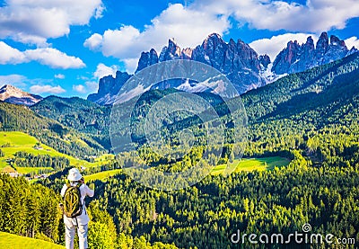 Elderly woman - tourist takes pictures Stock Photo