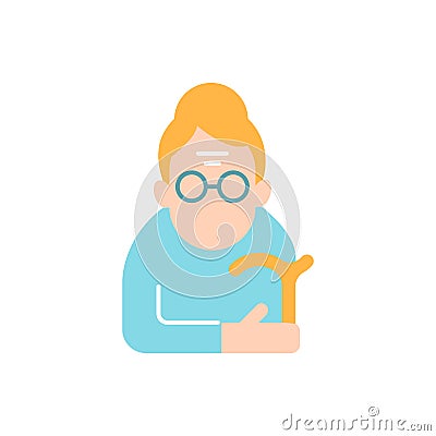 Elderly woman vector flat color icon Vector Illustration