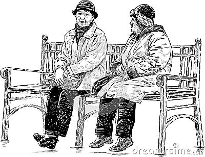 Elderly Women On The Park Bench Stock Vector - Image: 45654345